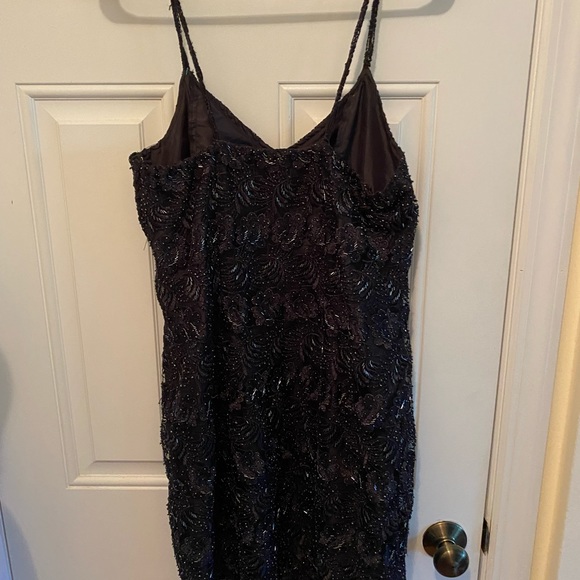 Bags Milo Black Sequence Spaghetti strap Cocktail Gown Sz L - Picture 5 of 16